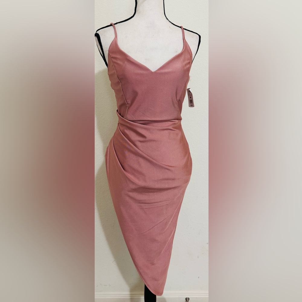 a.n.a Pink Bodycon Midi Dress Sweetheart Neckline